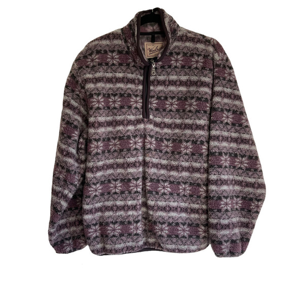 Vintage Woolrich Fair Isle 1/4 Zip Up Pull Over Sweater Made In USA Size L - Picture 4 of 8